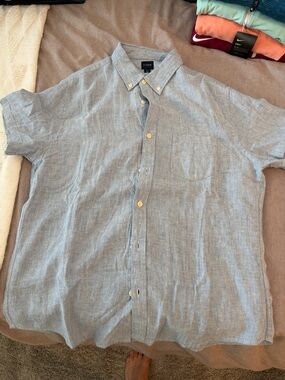 J. Crew Light Blue Short-Sleeve Linen Button-Down Shirt